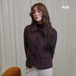 일상을 변화시키는 더엣지 23FW 울혼방 체크 크롭 코트 당일출고