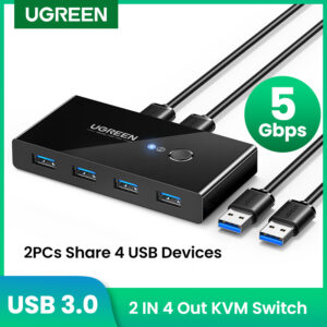 패키지 UGREEN USB KVM 스위치 USB 3.0 2.0 스위처 KVM 스위치 Windows10 PC 키보드 마우스 프린터 2 PCs 공유 4 장치 USB 스위치 관심이 뜨겁습니다