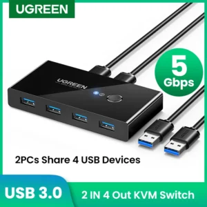 ‘이거’ 모르면 손해봅니다 UGREEN USB KVM 스위치 USB 3.0 2.0 스위처 KVM 스위치 Windows10 PC 키보드 마우스 프린터 2 PCs 공유 4 장치 USB 스위치 주목하고 계십니다