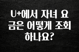 이건”꼭” 알아보자 U+에서 자녀 요금은 어떻게 조회하나요? 기억하세요