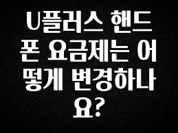 이번 선물은 꼭 U플러스 핸드폰 요금제는 어떻게 변경하나요? 최신정보