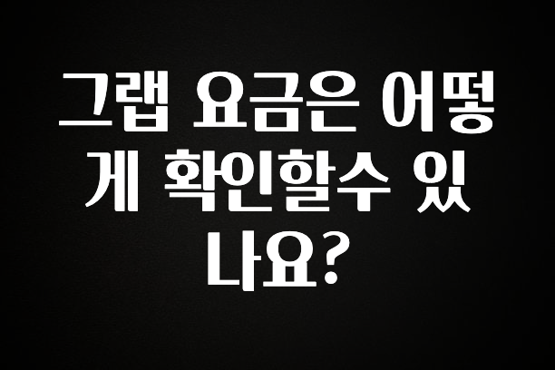 업뎃 정보 그랩 요금은 어떻게 확인할수 있나요? 알려드릴게요