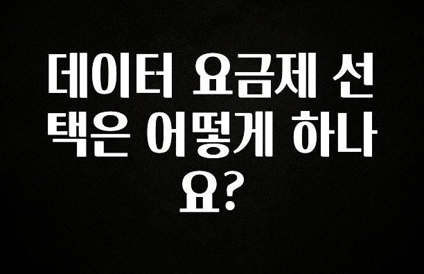 혹시 찾고계셨나요? 데이터 요금제 선택은 어떻게 하나요? 추천한 이유입니다