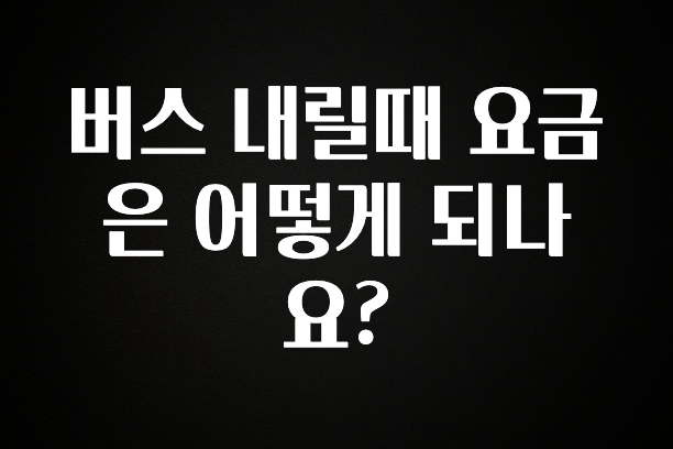 사랑을 담은 선물 버스 내릴때 요금은 어떻게 되나요? 무조건 확인