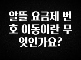 방금 전달받은 알뜰 요금제 번호 이동이란 무엇인가요? 꼭 확인해보세요