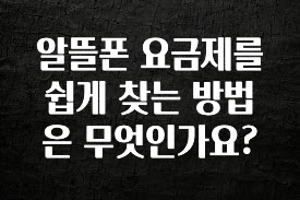 간편확인 알뜰폰 요금제를 쉽게 찾는 방법은 무엇인가요? 요약정리