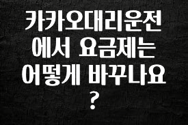 꼭 확인해야하는 이유 카카오대리운전에서 요금제는 어떻게 바꾸나요? 1분이면 확인가능 합니다