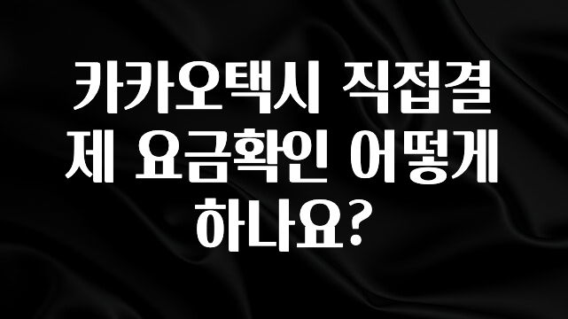 최저가로 모시는 카카오택시 직접결제 요금확인 어떻게하나요? 확인하시죠