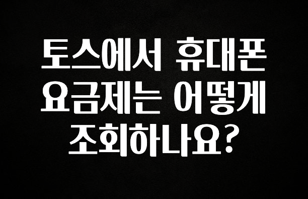 실시간으로 뜸! 토스에서 휴대폰 요금제는 어떻게 조회하나요? 1분이면 확인가능 합니다