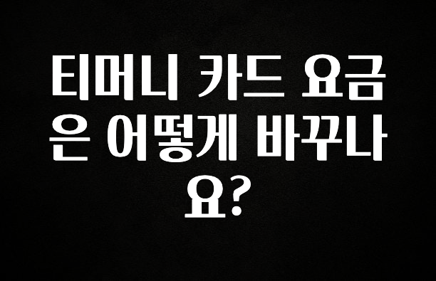 이건 “참을 수 없다” 티머니 카드 요금은 어떻게 바꾸나요? 확인해보세요