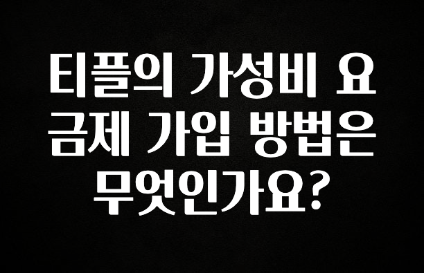 sns소식 티플의 가성비 요금제 가입 방법은 무엇인가요? 추천드릴게요