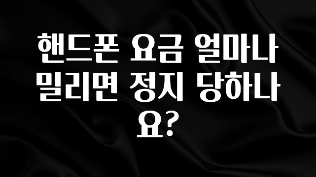“꼭” 알려주세요 핸드폰 요금 얼마나 밀리면 정지 당하나요? 전해드립니다