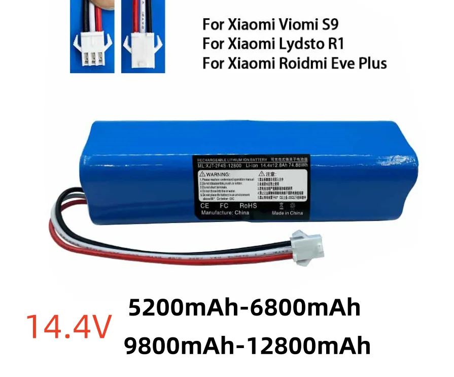 모두가 좋아하는 이유는? 2024 100% 오리지널 XiaoMi Viomi S9 Lydsto R1 Roidmi Eve Plus 14.4V 리튬 배터리 2P4S 5200mAh 6800mAh 9800mAh 12800mAh 뜨거운 관심 감사합니다