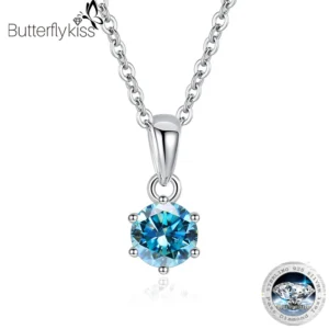 엄마아빠가 좋아하는 Butterflykiss 여섯 발톱 D 컬러 0.5/1/2/3 캐럿 Moissanite 펜던트 목걸이 여성을위한 S925 스털링 실버 웨딩 신부 보석 군말없이 소개합니다