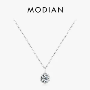 사실 찐정보는 MODIAN 1 캐럿 D 컬러 라운드 베젤 설정 Moissanite 펜던트 목걸이 925 실버 랩 다이아몬드 여성 쥬얼리 인증서 상자 1분이면 확인가능 합니다