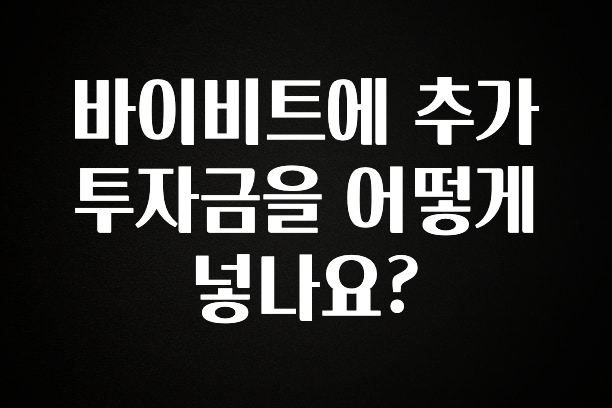 설레는 이유는 “이거” 바이비트에 추가 투자금을 어떻게 넣나요? 지금떳다