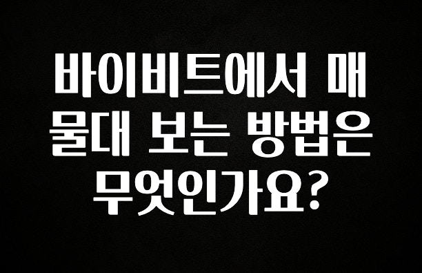 우리도 이렇게 하자 바이비트에서 매물대 보는 방법은 무엇인가요? 알려드립니다