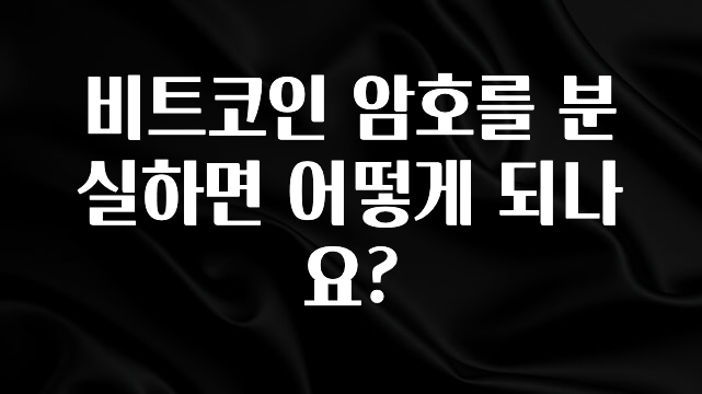 이번 달 비트코인 암호를 분실하면 어떻게 되나요? 정직하게 소개해보겠습니다