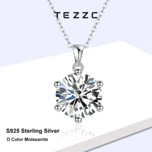 꾸준히 잘 팔리는 이유? 여성을위한 Tezzc 2ct 3ct 5ct 다이아몬드 Moissanite 목걸이 웨딩 Jewely S925 스털링 슬라이버 with18k 골드 도금 펜던트 목걸이 무조건 확인