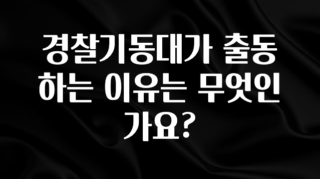 美친 소식 경찰기동대가 출동하는 이유는 무엇인가요? 군말없이 소개합니다