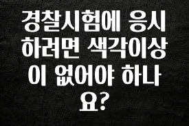 엄마아빠가 좋아하는 경찰시험에 응시하려면 색각이상이 없어야 하나요? 실사용 후기