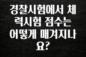 꼭 보고싶은 경찰시험에서 체력시험 점수는 어떻게 매겨지나요? 요약정리