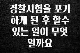 사계절 사랑받는 경찰시험을 포기하게 된 후 할수있는 일이 무엇일까요 요약정리