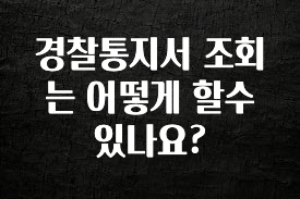 특별한 이유 경찰통지서 조회는 어떻게 할수 있나요? 관심이 뜨겁습니다
