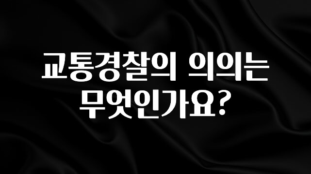 지금 당장 확인해야하는 이유 교통경찰의 의의는 무엇인가요? 아주 좋은 정보입니다