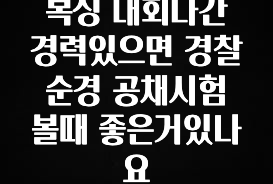 베스트 복싱 대회나간 경력있으면 경찰 순경 공채시험볼때 좋은거있나요 확인하시죠