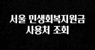 요즘 “다” 여기서 한대 서울 민생회복지원금 사용처 조회 뜨거운 관심 감사합니다