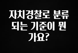 대박인 증거 자치경찰로 분류되는 기준이 뭔가요? 소개합니다