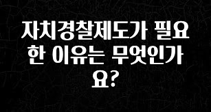 엄마아빠가 좋아하는 자치경찰제도가 필요한 이유는 무엇인가요? 요약본만 확인해보세요
