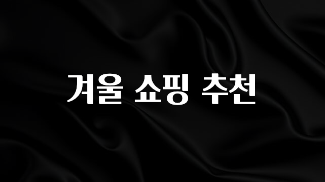 MZ세대 “주목” 겨울 쇼핑 추천 잠깐 확인해보세요