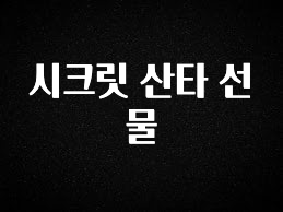 시간이 없다? 시크릿 산타 선물 알려드립니다